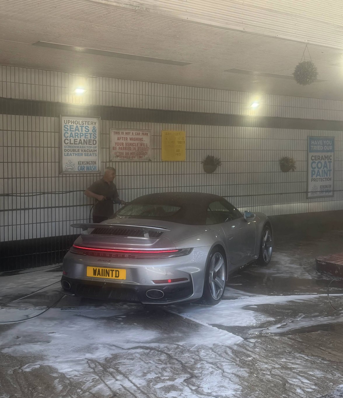 Porsche 911 Turbo Cabriolet: deep in the foam at Kensington's Car Wash